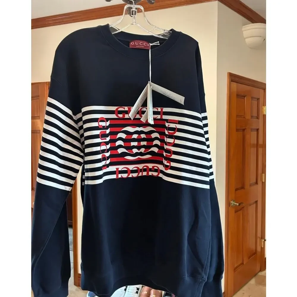 Men's Gucci 100% cotton logo print sweatshirt size large made in Italy NWT